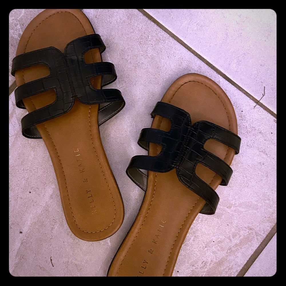 Black slide sandals